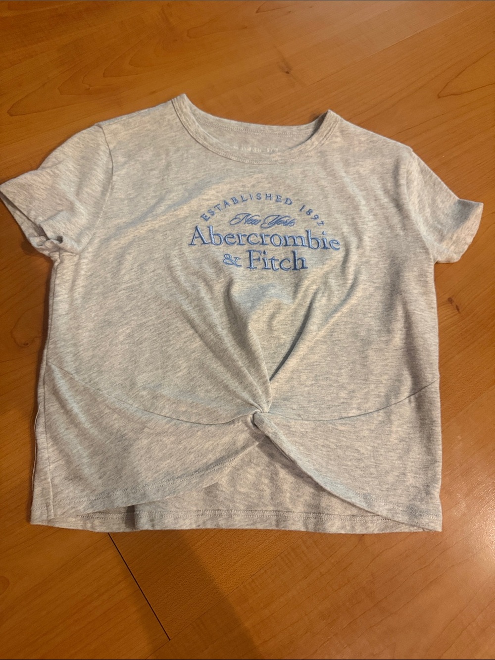 Abercrombie & Fitch Kids Heather Gray Tee with Blue Logo